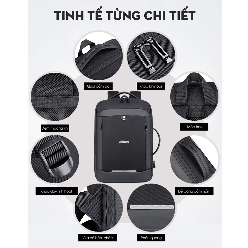 Balo công sở nam cao cấp hàng hiệu, đựng laptop 13, 14, 15,6 inch chính hãng Gubag, dòng doanh nhân, đi làm cao cấp GB46