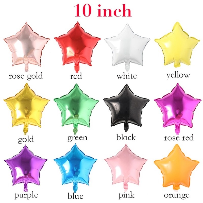 5 Bong Bóng Nhôm 10 Inch Hình Ngôi Sao Trái Tim Trang Trí Tiệc Cưới Sinh Nhật