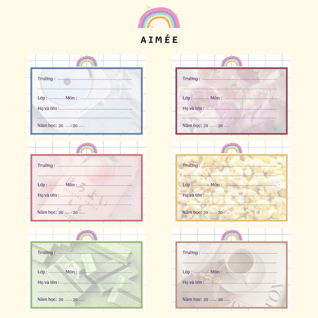 Set 12 nhãn vở hoạt hình kuromi, doraemon, hello kitty ... dễ thương | Aimée