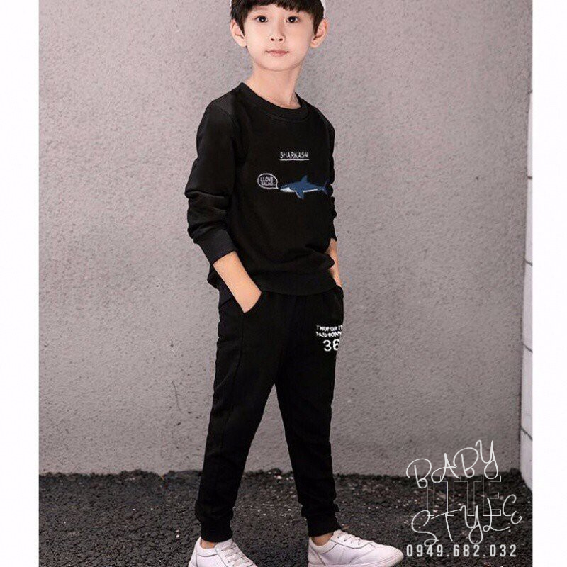 Bộ quần áo thu đông &quot;S.HARK&quot; 13-48kg cho bé trai từ 5-15 tuổi. Vải đẹp, hàng may kỹ. B25