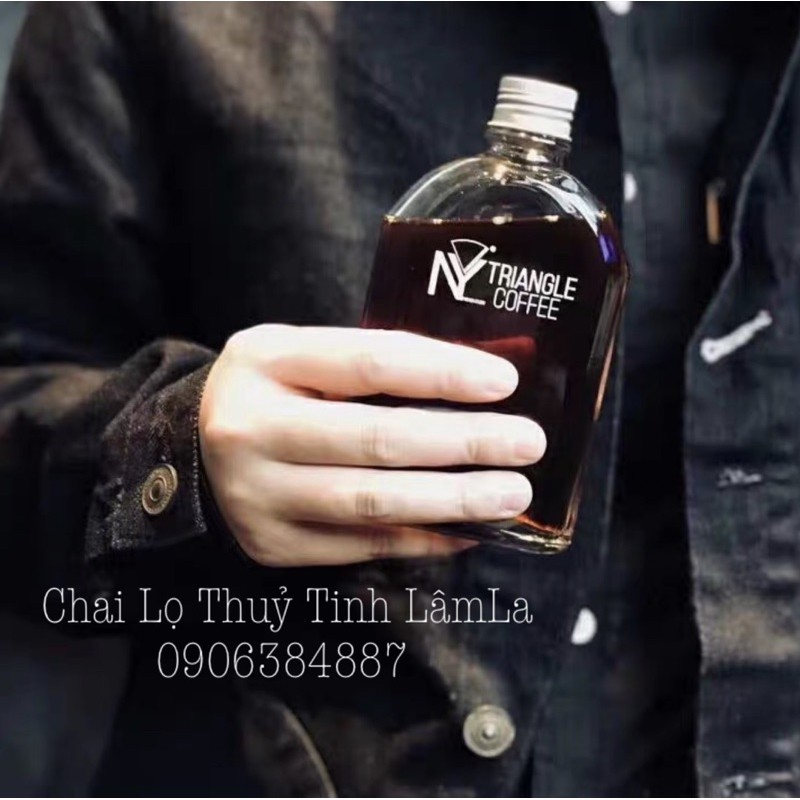 Chai Thuỷ Tinh Dẹp Vai Bầu Nắp Nhôm 350ml - 500ml