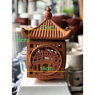 Đèn trụ cổng đất nung,đèn gốm sân vườn