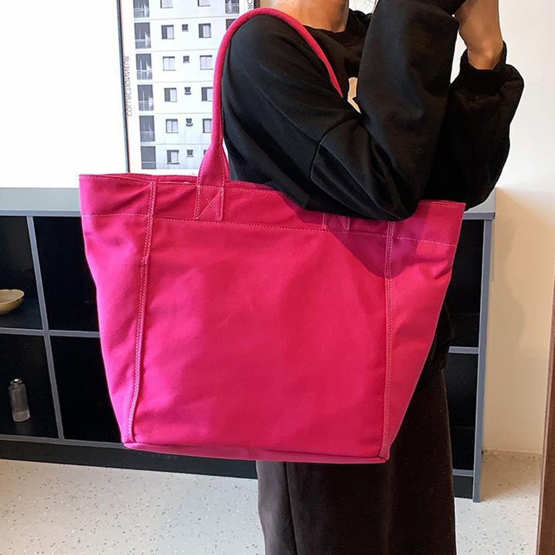 Túi Đeo Vai Vải canvas Màu Trơn Sức Chứa Lớn Thời Trang Cho Nữ