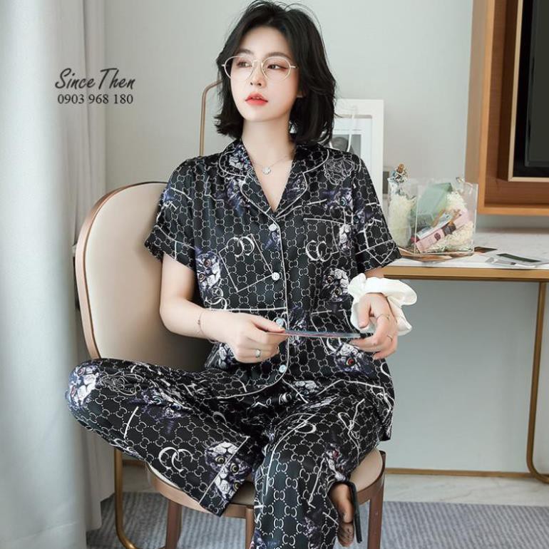 Pijama đôi nam nữ lụa màu đen, đồ ngủ đôi nam nữ mặc nhà - Hàng có sẵn ở TPHCM - Since Then  ྆  ཾ