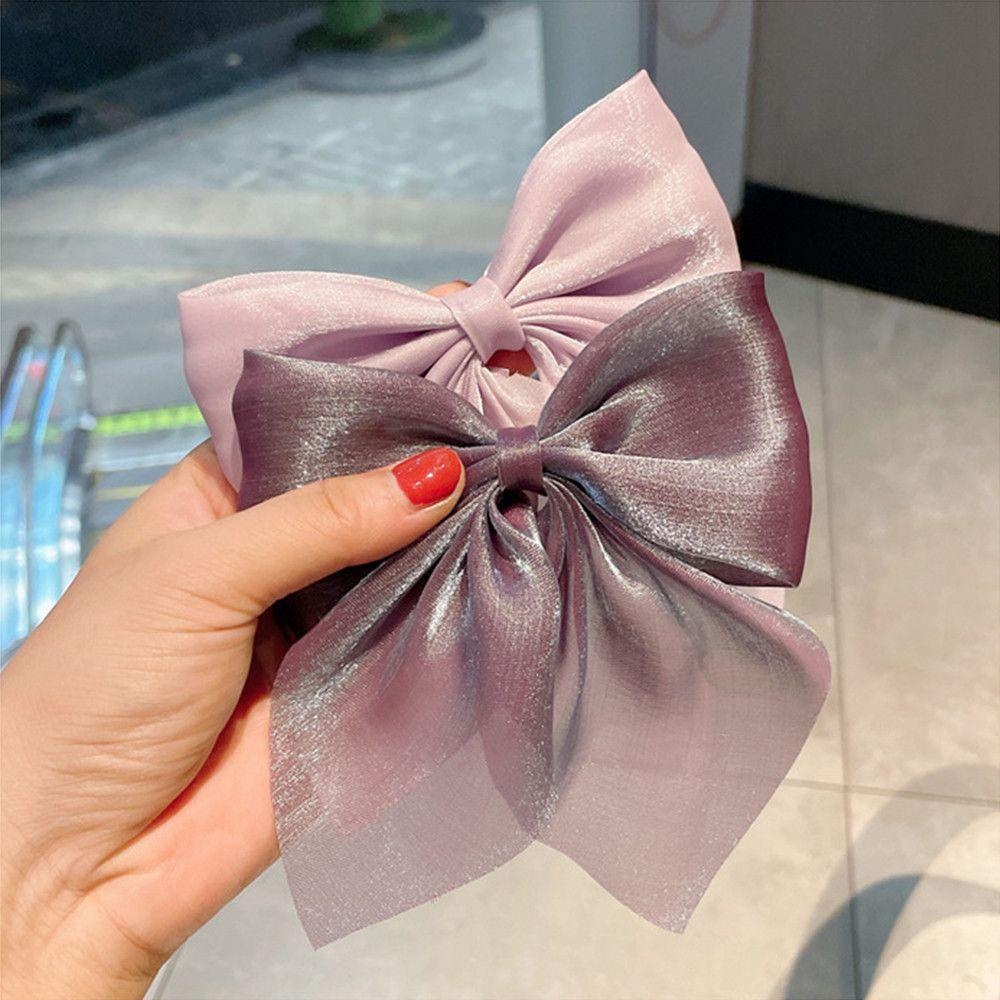 NIUYOU Kẹp Tóc Đuôi Ngựa Bằng Satin Đính Nơ Thời Trang Mùa Hè