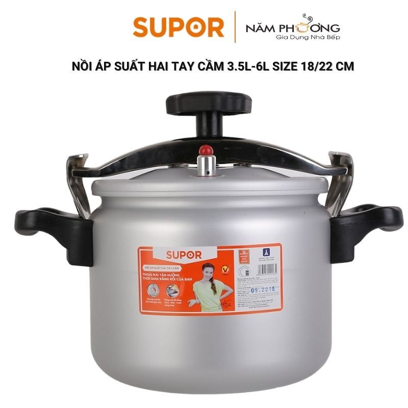 Nồi áp suất hợp kim nhôm Supor YG22  6 lít hàng chính hãng bảo hành 12 tháng [DÙNG TRÊN BẾP GAS]