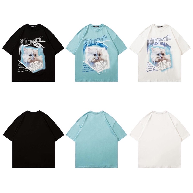 Áo phông tay lỡ form oversize dài rộng in hình mèo cute phô mai que - TOTO tee