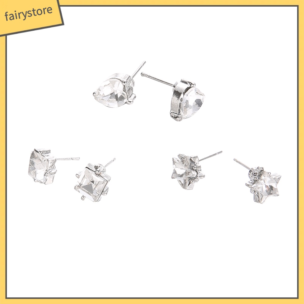 Set 3 Đôi Khuyên Tai Đính Đá Thời Trang Cho Nữ