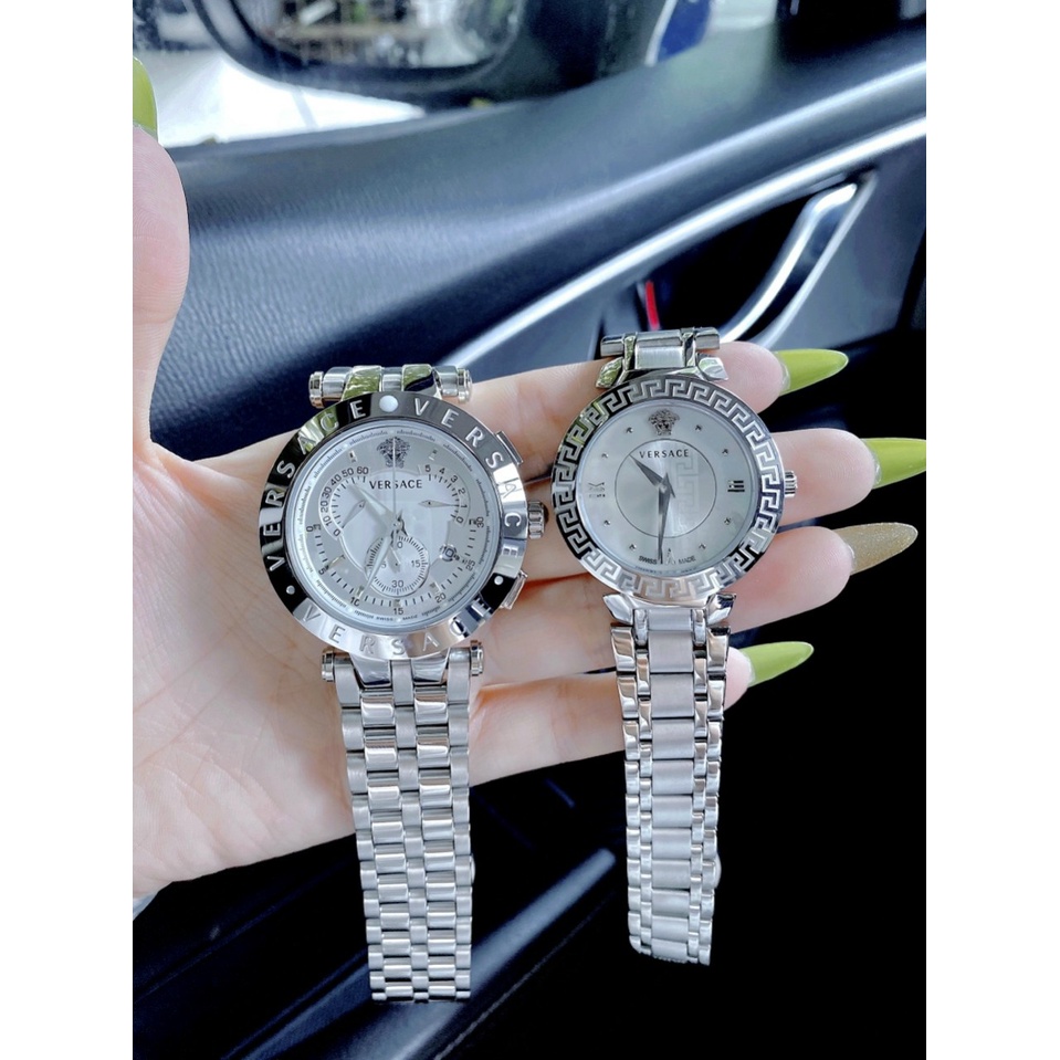 Đồng hồ đeo tay nam nữ, đồng hồ nam nữ cặp đôi VERSACE dây thép siêu cao cấp, thời trang sang chảnh, cực đẹp, full box