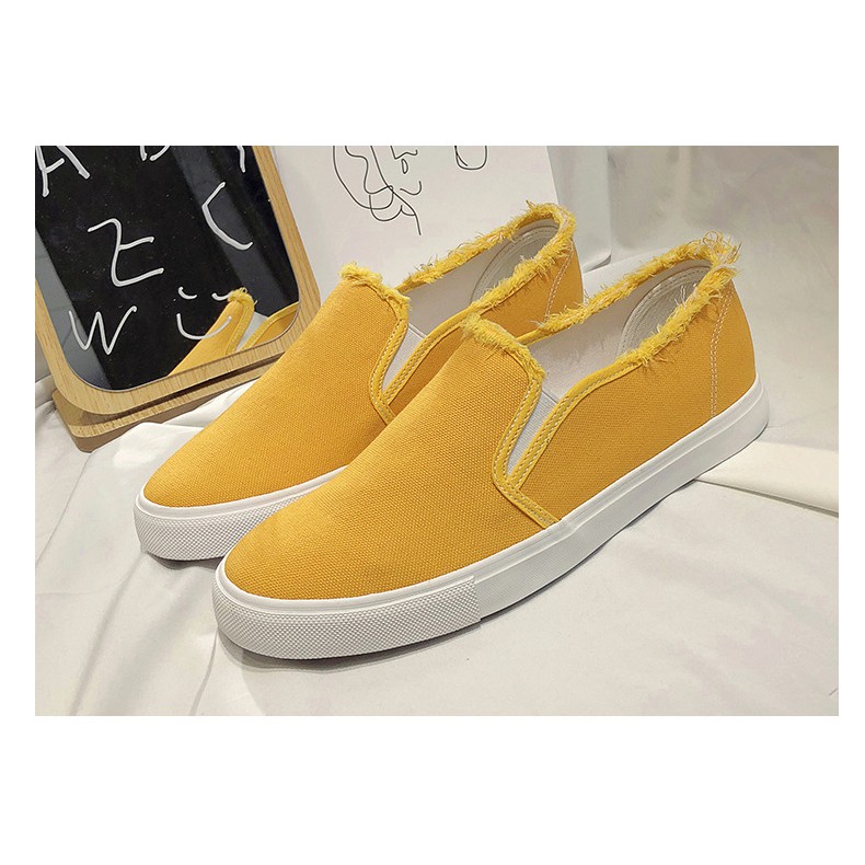 Slip on nam | Giày lười vải nam mẫu mới - Chất liệu vải thô màu (đen) và (vàng) - Mã SP S1163