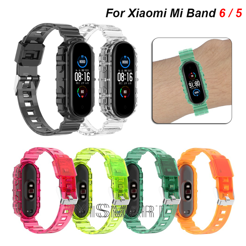 Dây Đeo Thay Thế Chất Liệu Silicon Thiết Kế Trong Suốt Cho Xiaomi Mi Band 6 Nfc Miband 5