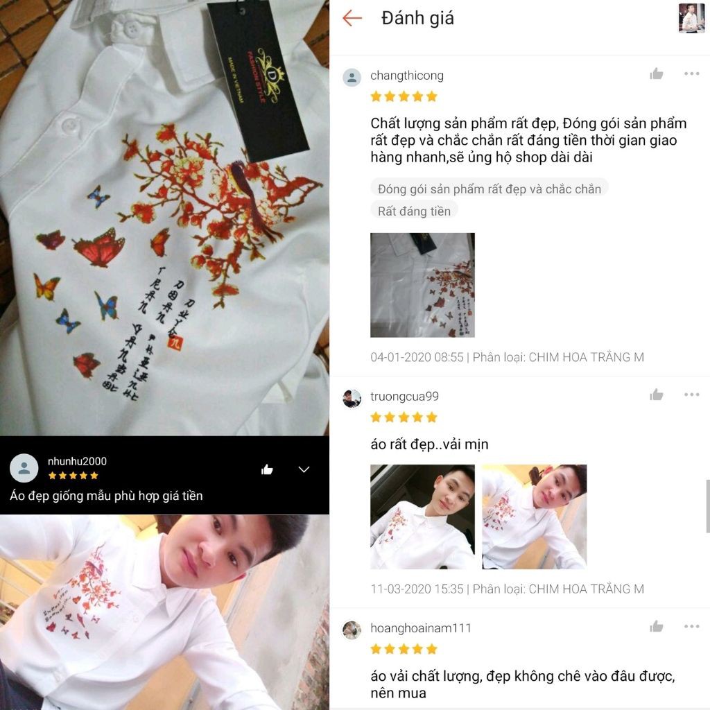 Áo Sơ Mi Nam Dài Tay Chất Lụa Phối Họa Tiết Hoa Chim Chữ MS 04-  Chất mịn Co Dãn Nhẹ Hàng Xuất Shop FRom Chuẩn Cực Đẹp