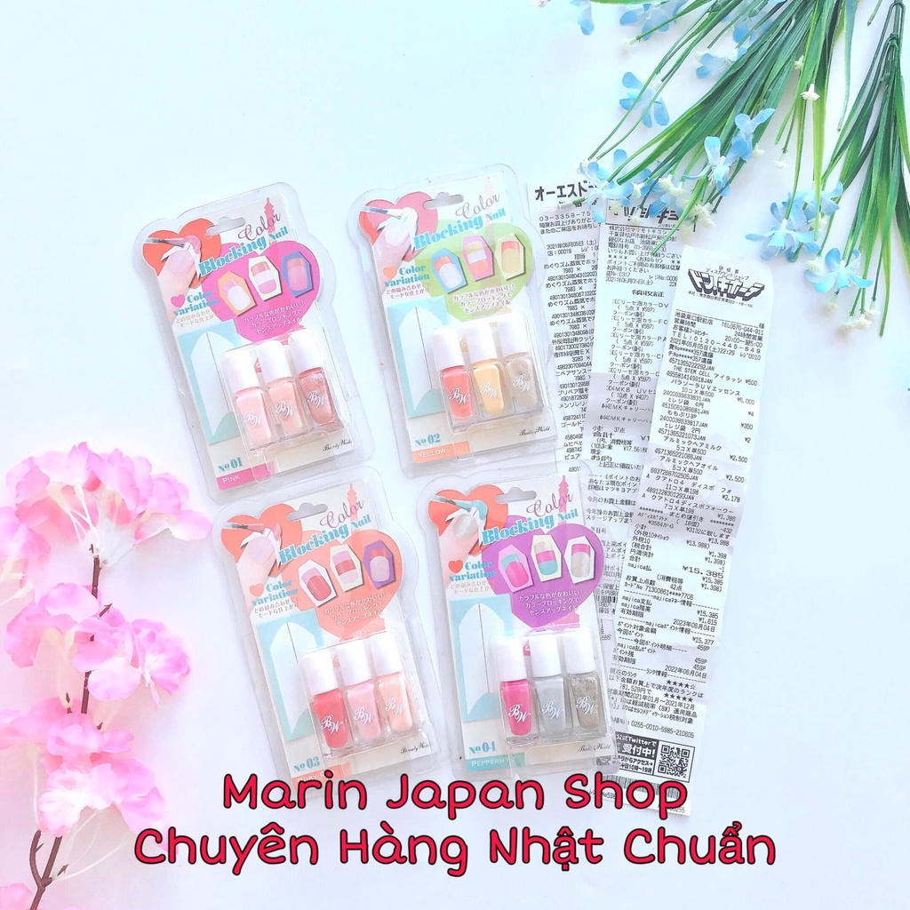 (Sale 60%) Sét 3 lọ sơn móng tay Color Blocking Nail Nhật Bản