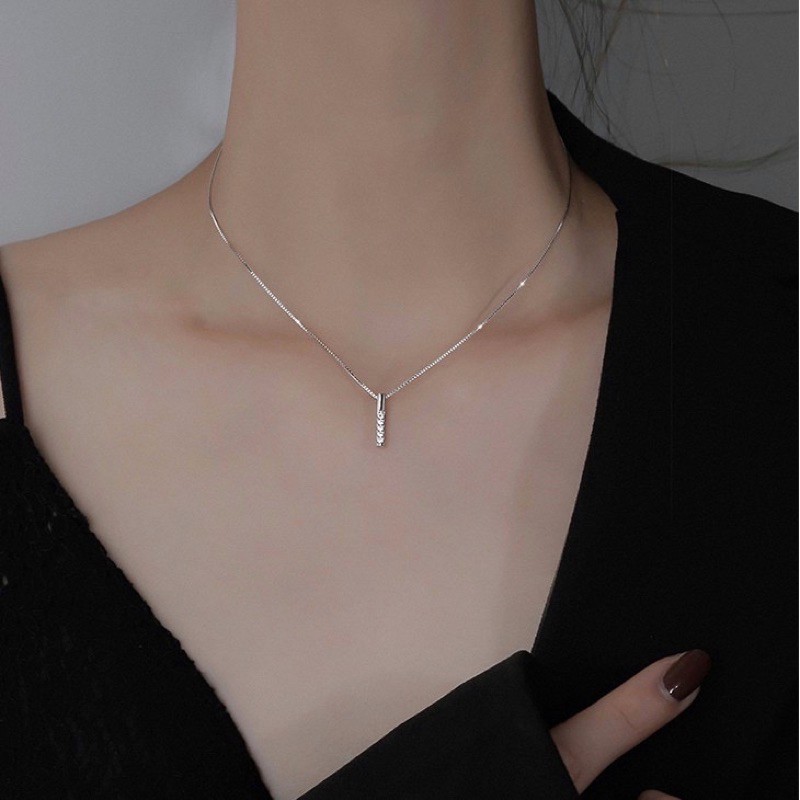 Dây chuyền nữ bạc đẹp, vòng cổ bạc hình thanh bạc đính đá trang sức cao cấp Minh Thoa JEWELRY