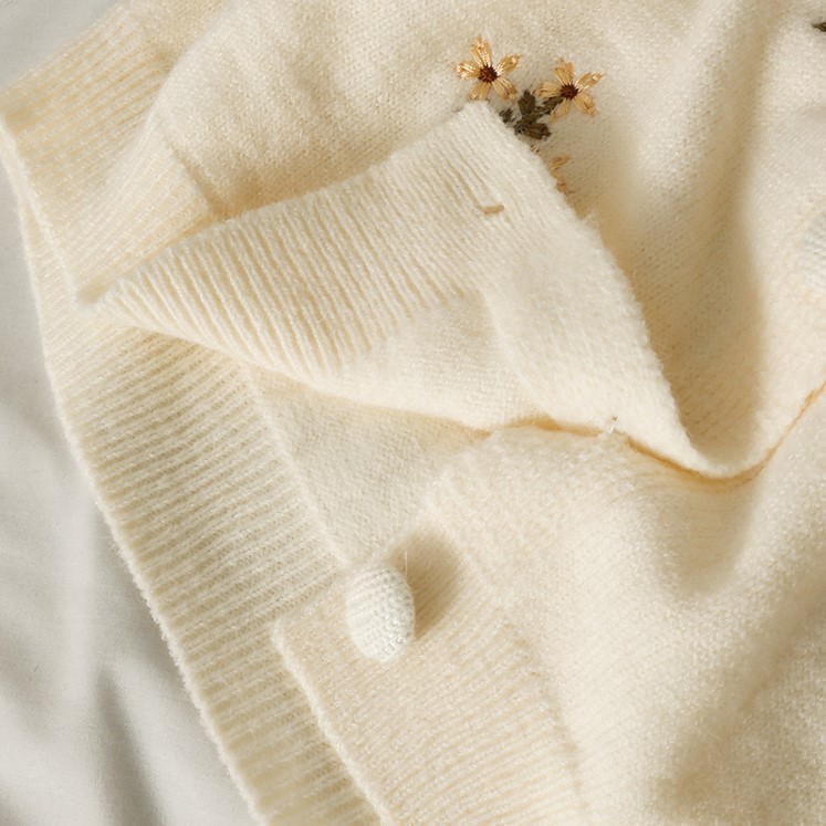 Áo Khoác Len Cardigan Dáng Ngắn Thêu Hoa Hàng Quảng Châu