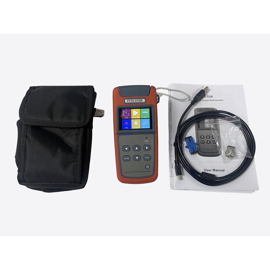 Máy đo OTDR Mini cầm tay,chế độ 5 IN 1: đo điểm đứt, suy hao, soi quang, đo công suất, lưu tập tin đo