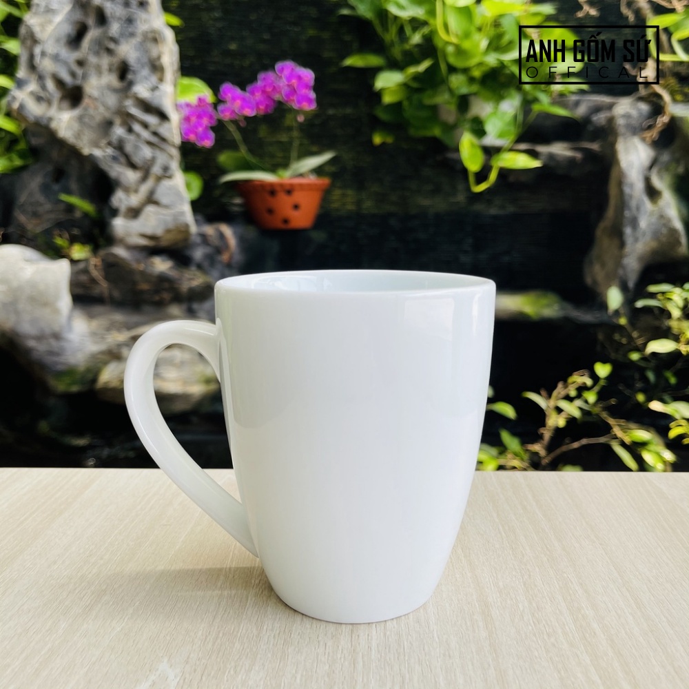 Cốc uống nước trắng trơn - Ly sứ Bát Tràng có tay cầm cách nhiệt nhiều mẫu