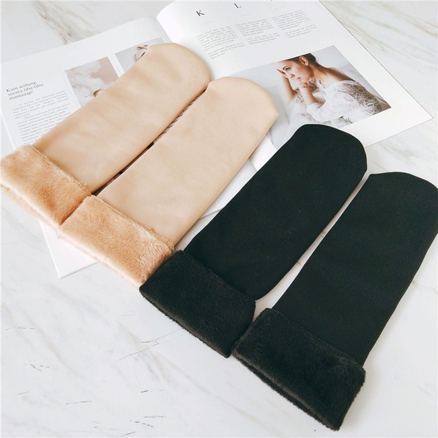 Tất Chân Lót Lông Giữ Nhiệt Ấm Áp Cho Nữ 2 Màu Đen Da