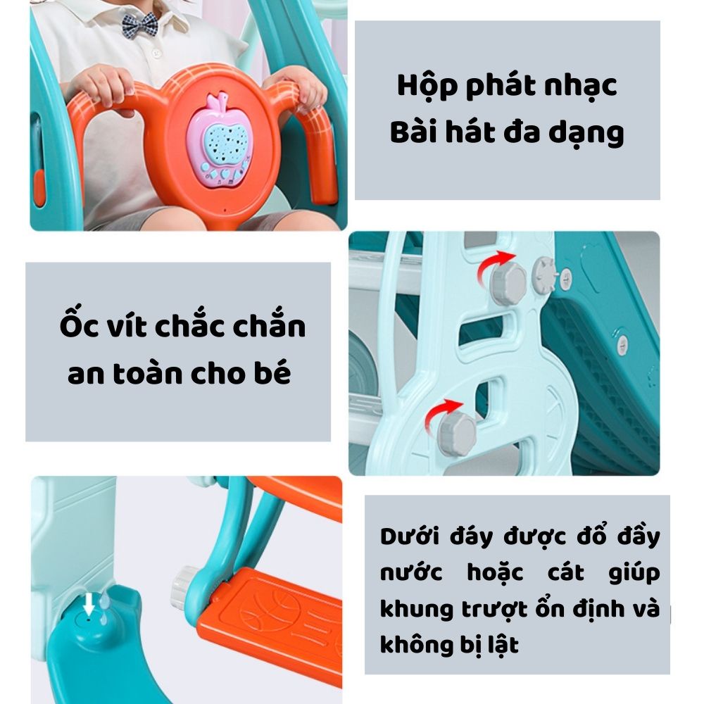 Bộ cầu trượt ,xích đu ,bóng rổ zozon đồ chơi quây cũi 3 trong 1 cho bé, cho bé trai, bé gái từ 1-6 tuổi mẫu mới nhất