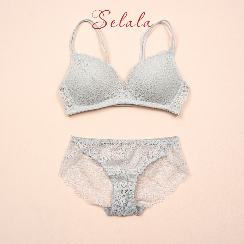 Bộ Đồ Lót Nữ Ren Selala Nâng Ngực Tự Nhiên, Mềm Mỏng Siêu Nhẹ SET01