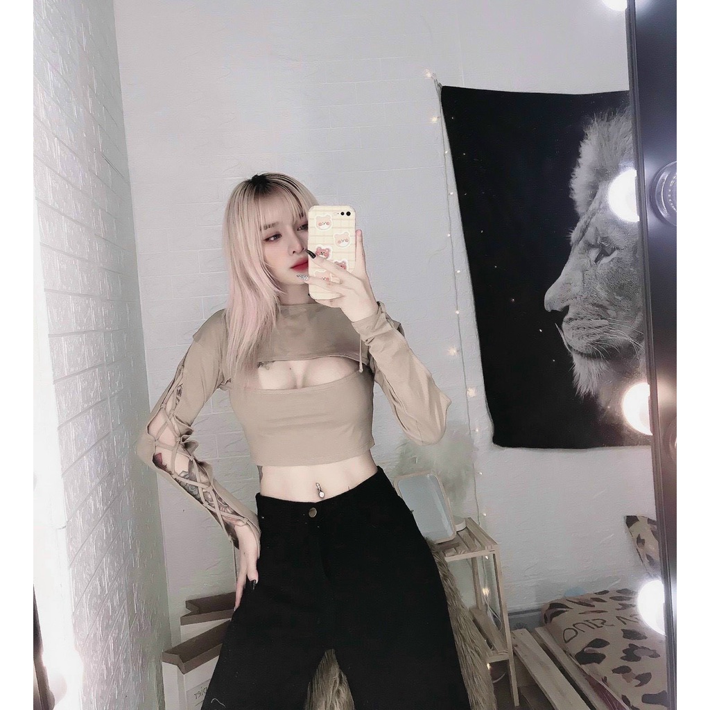 siêu hot áo kiểu cut out hở ngực sexy đan dây tay