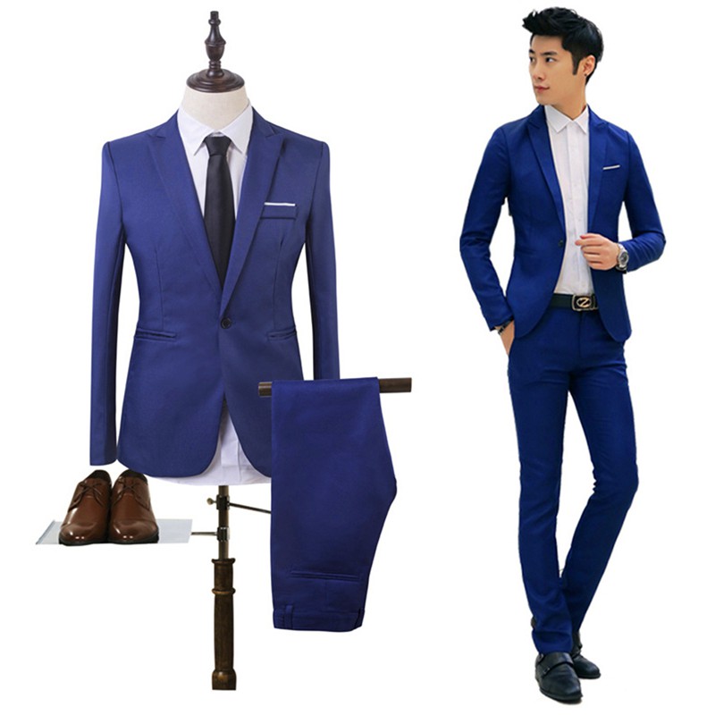 Bộ áo vest + quần dài màu trơn thanh lịch cho nam | BigBuy360 - bigbuy360.vn