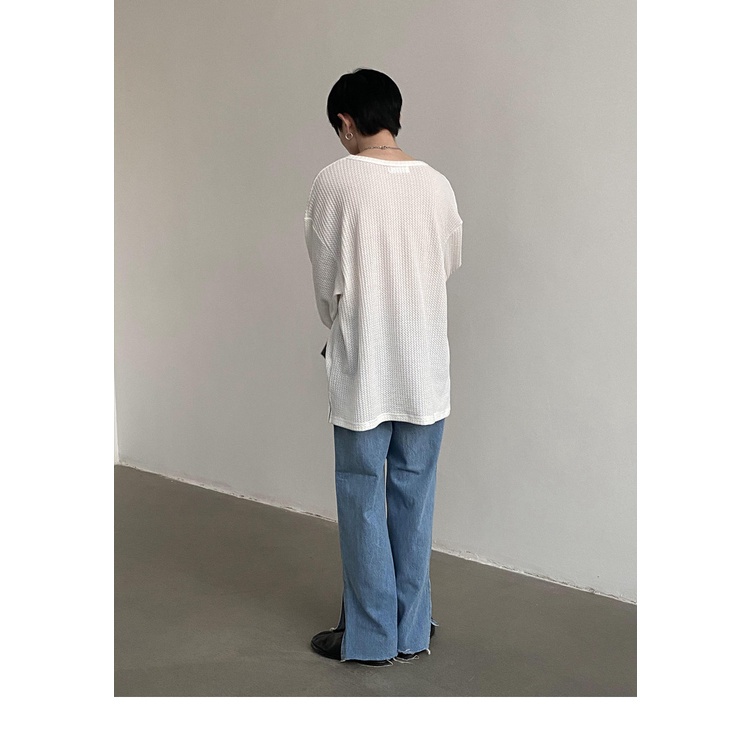 Áo len dệt kim tay dài màu trơn dáng rộng cho nam | BigBuy360 - bigbuy360.vn