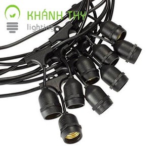 Dây đèn thả đui e27 ngoài trời 5m 10 đui, 10m 20 đui chống nước, kín nước giá rẻ cho quán cafe