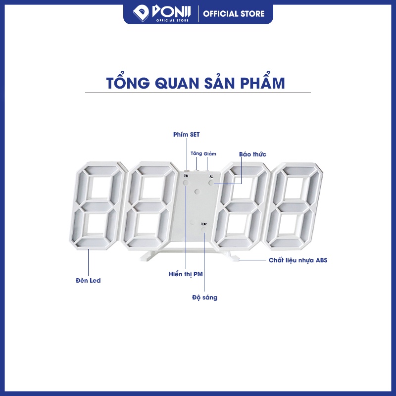 Đồng hồ 3d led cao cấp điện tử Donii phát sáng để bàn decor hoặc treo tường trang trí phòng ngủ phòng khác đẹp