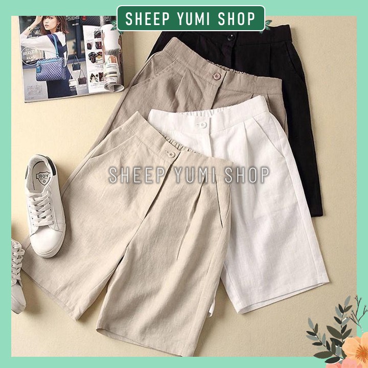 Quần đùi nữ chất đũi xước dáng short thời trang thoáng mát SHEEP YUMI SHOP QL01