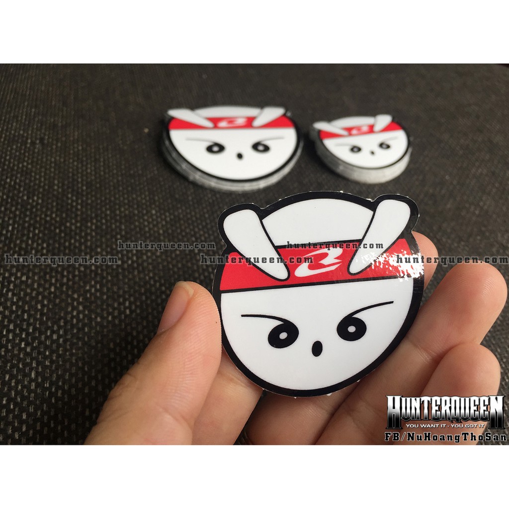 2 hình đầu thỏ VN Racing Boy. Decal logo dễ thương, sticker in theo yêu cầu. Hình dán xe máy, điện thoại