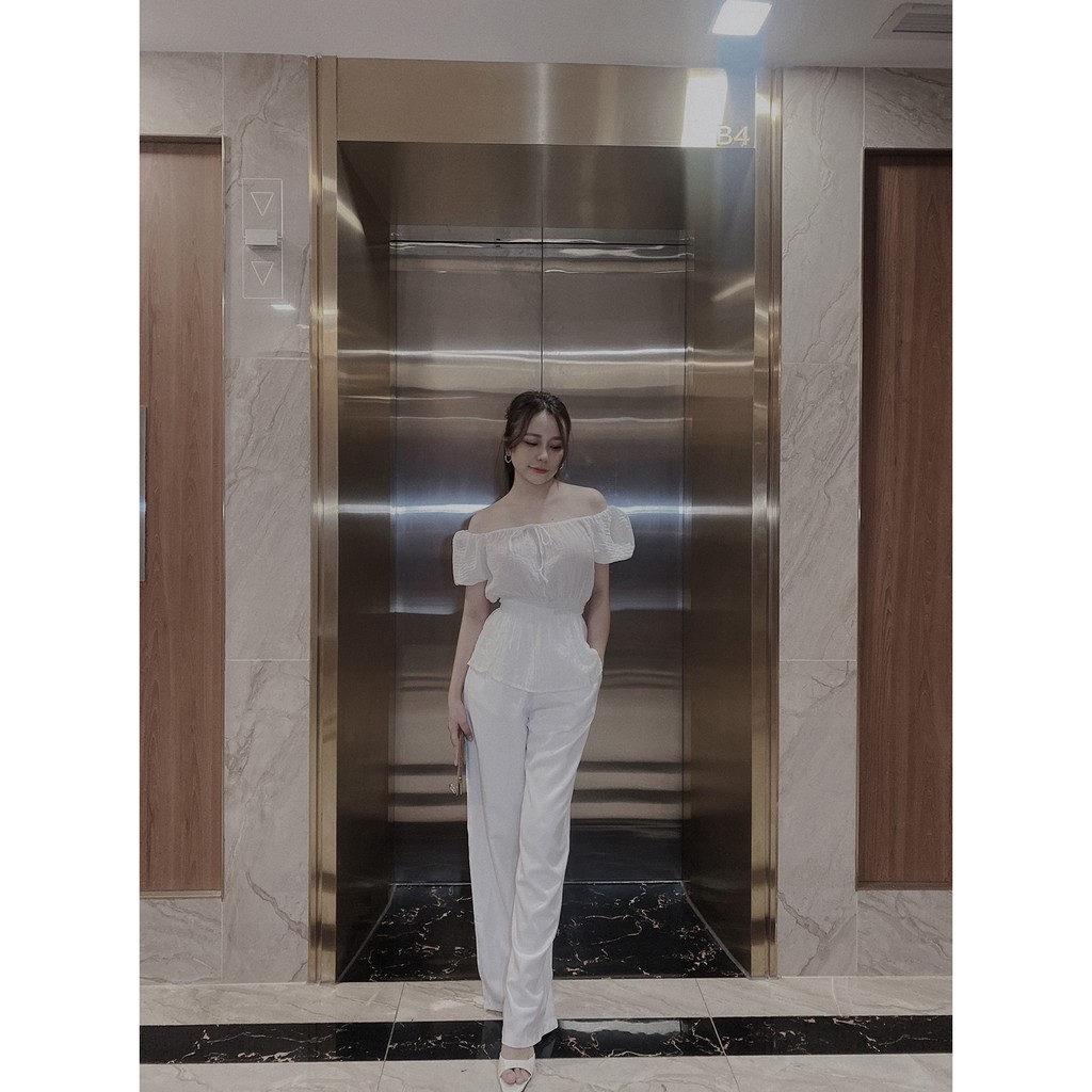 SET ÁO BẸT VAI BO CHUN EO × QUẦN SUÔNG 9 TẤC.