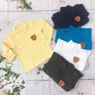 Áo cotton len cổ 3p logo ngực cho bé trai bé gái