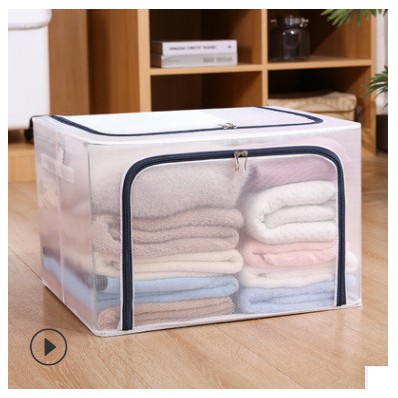 [HÀNG MỚI] Tủ vải nhựa trong suốt dày đẹp chống thấm nước để quần áo chăn màn loại to 50x40x33cm