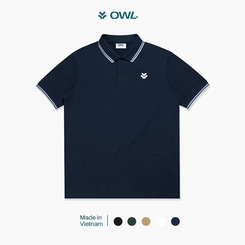 OWL BRAND® STRIPED POLO - Áo thun có cổ màu xanh navy - OWL170621