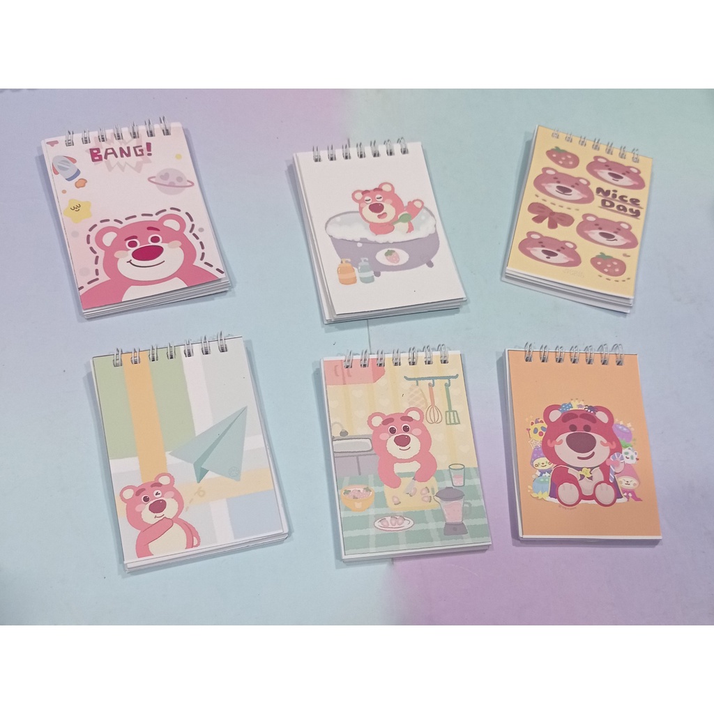 Sổ lò xo mini gấu dâu tây lotso LXD53 A7 100 trang cáo lina thỏ stella vịt nomo duck sổ note dễ thương DF friends