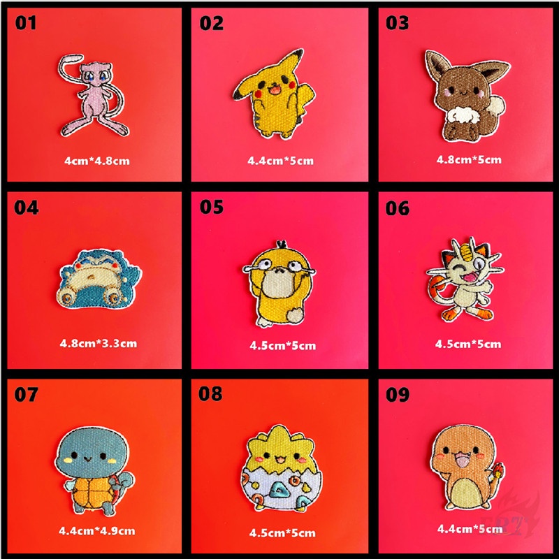 ✿ Miếng Dán Tự Dính Hình Pokemon GO - Pikachu / Psyduck / Bulbasaur ✿ 1 Huy Hiệu Thêu Ủi Quần Áo Hình Anime