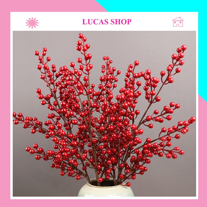 Hoa giả - 1 Cành Đào Đông 80cm 12 nhánh trang trí nhà cửa sang trọng, sung túc