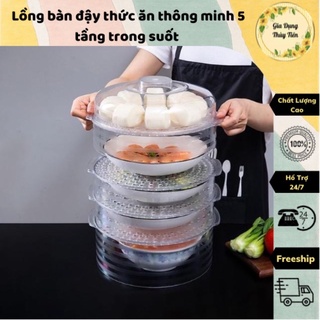 Lồng bàn đậy thức ăn thông minh 5 tầng trong suốt