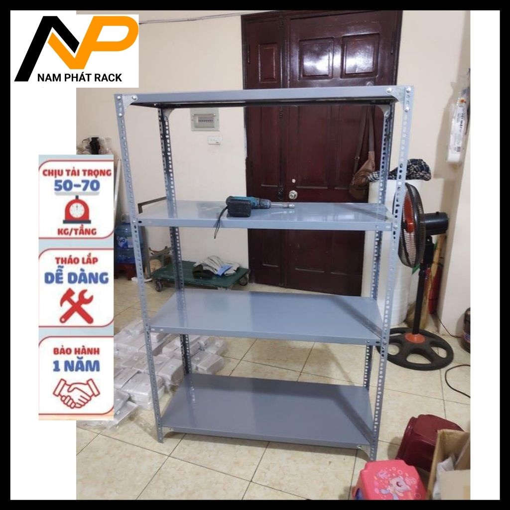 Kệ Sắt V Lỗ Để Hàng Đa Năng Lắp Ghép Cao 1500 x Dài 1000 x Rộng 300 x 4 Tầng Phủ Sơn Tĩnh Điện