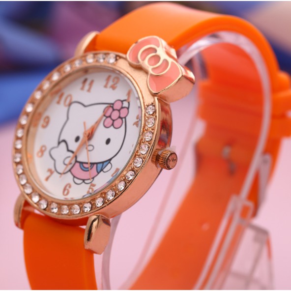 Đông hồ bé gái dễ thương hình mèo kitty ( cam ) | BigBuy360 - bigbuy360.vn