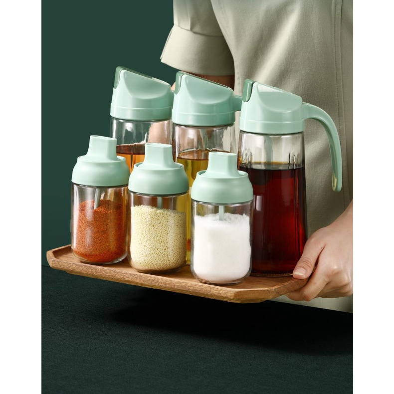 Chai thủy tinh đựng dầu ăn lọ chiết rót tự động mở nắp khi rót Vòi rót Inox 304