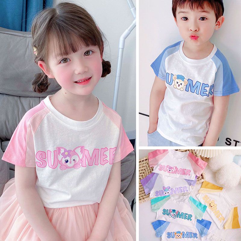 Áo Thun Tay Ngắn Cổ Tròn Thời Trang Mùa Hè Sành Điệu Cho Bé