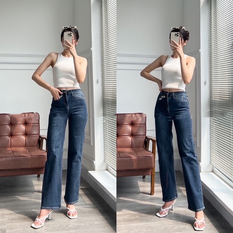 Quần Jeans Suông Culottes Dáng Dài Xuất Chuẩn