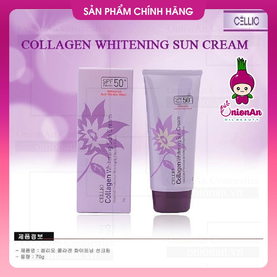 Kem Chống Nắng Cellio Collagen Whitening Sun Cream SPF50+ PA+++ (Tím)