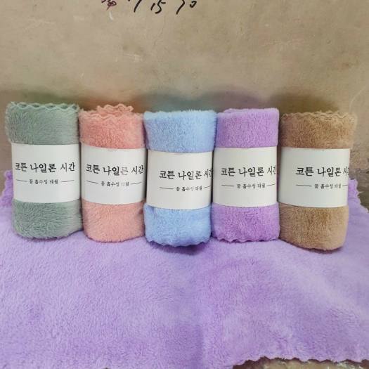 Set 5 khăn mặt Hàn Quốc Khăn lau mặt lông cừu thấm hút nhanh siêu mềm mịn nthinhuy01