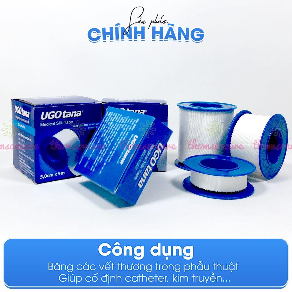 Băng dính cuộn vải lụa y tế UGOTANA - độ dính cao, băng keo mềm sơ cứu vết thương