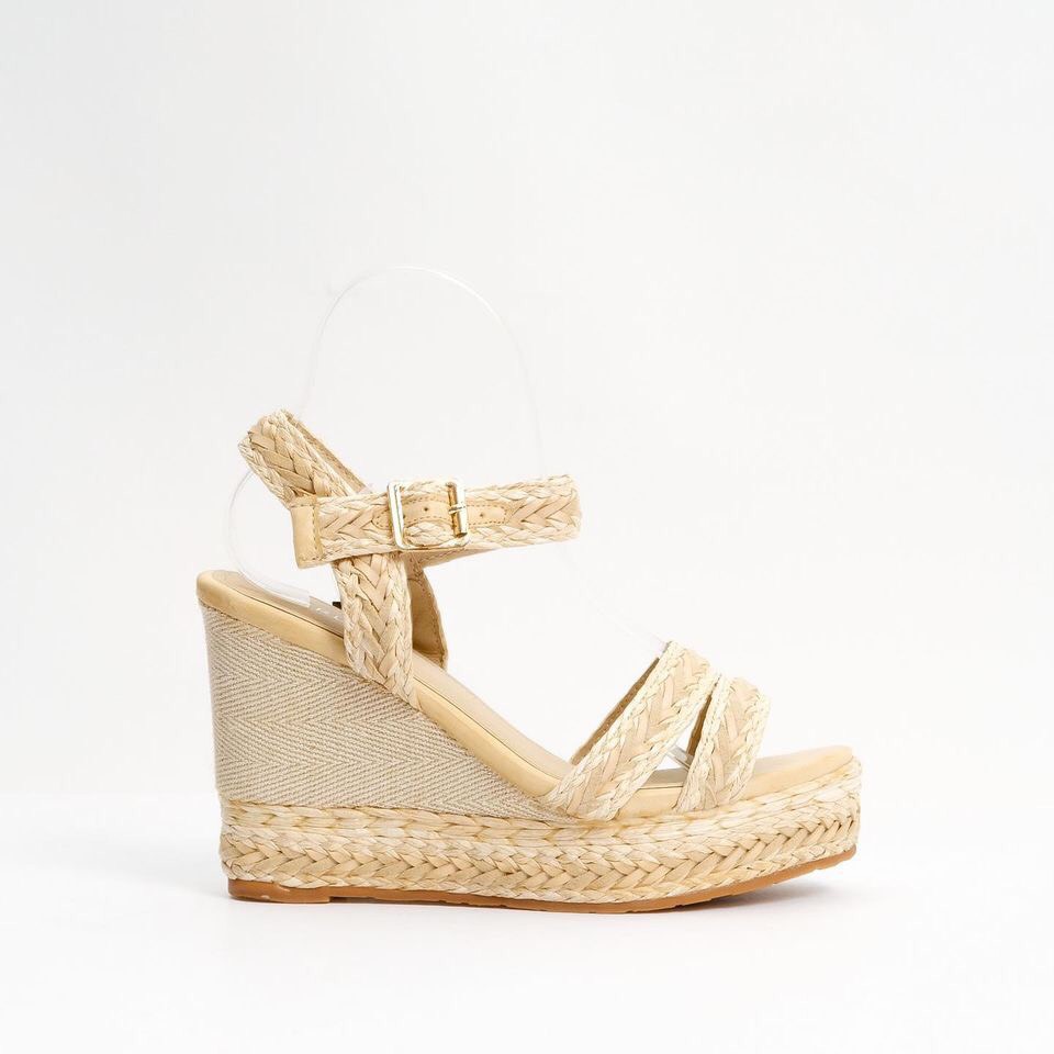 Sandal quai ngang đế xuồng cói 11cm