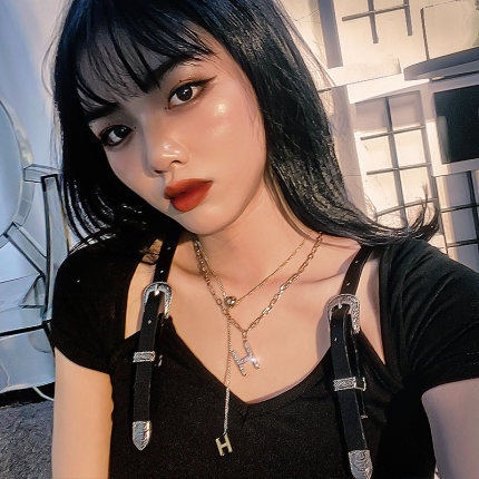 Vòng cổ hai lớp làm bằng thép titan màu vàng phong cách hip hop thời trang