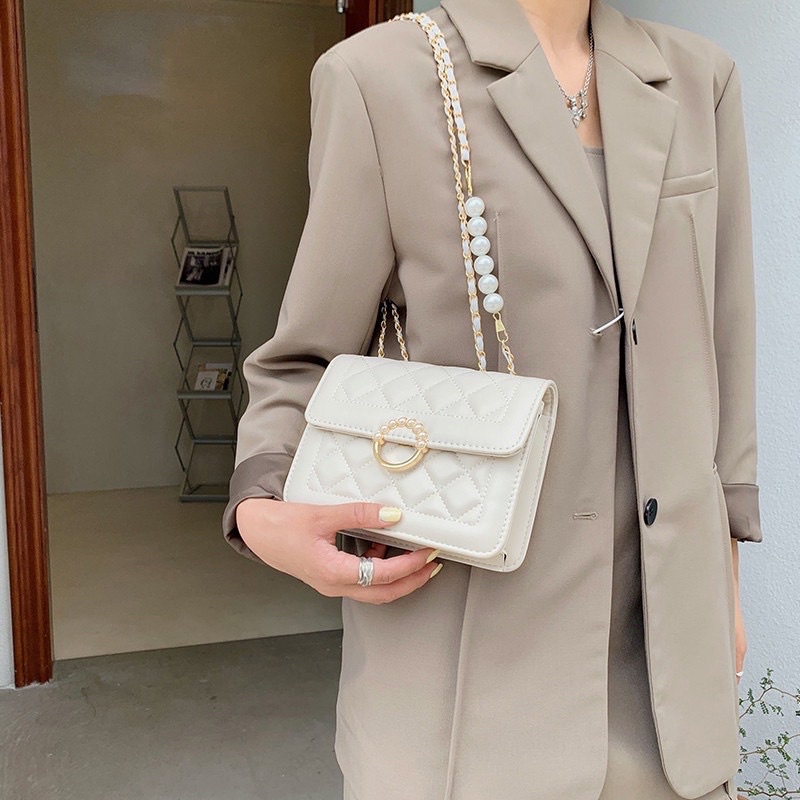 Túi đeo chéo đeo vai dây 6 hạt ngọc phong cách thời trang hàn quốc đi làm,đi chơi